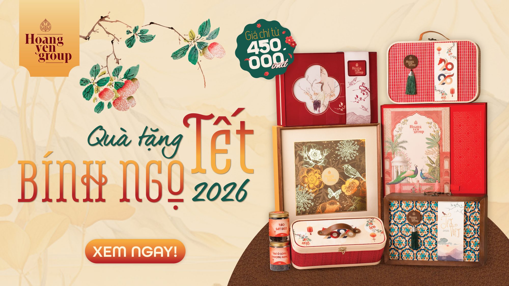 Hộp Quà Tết Bính Ngọ 2026 | Quà Tết Doanh Nghiệp Hoàng Yến Group