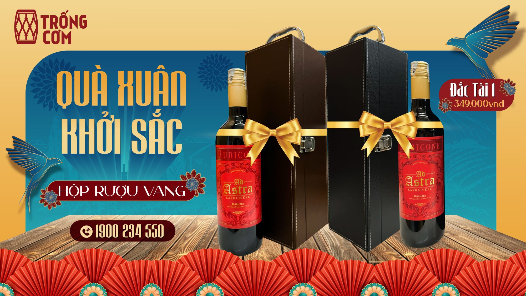 QUÀ XUÂN KHỞI SẮC – HỘP RƯỢU TẾT “ĐẮC TÀI, ĐẮC LỘC”