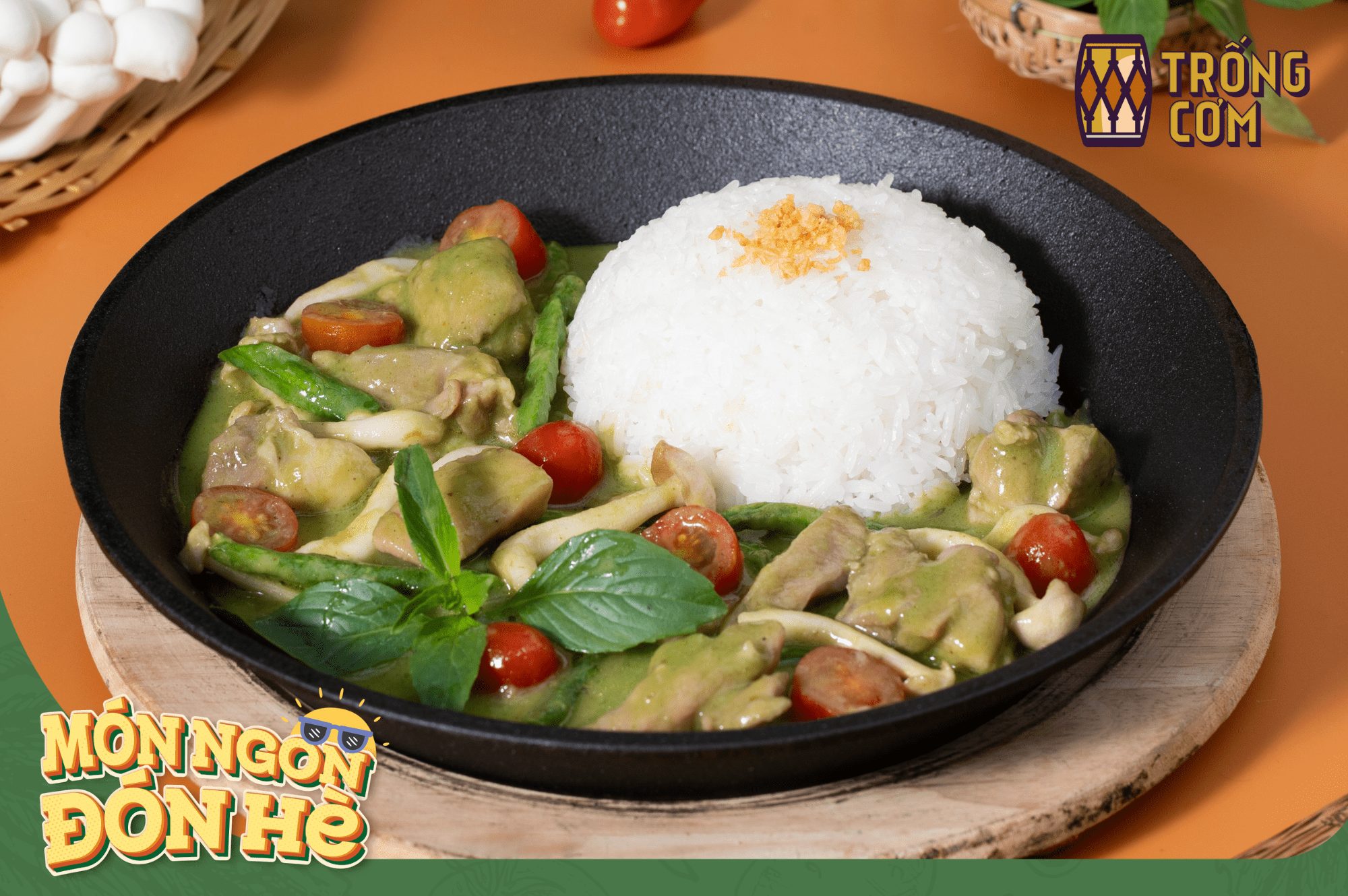 Cơm gà sốt cary xanh 