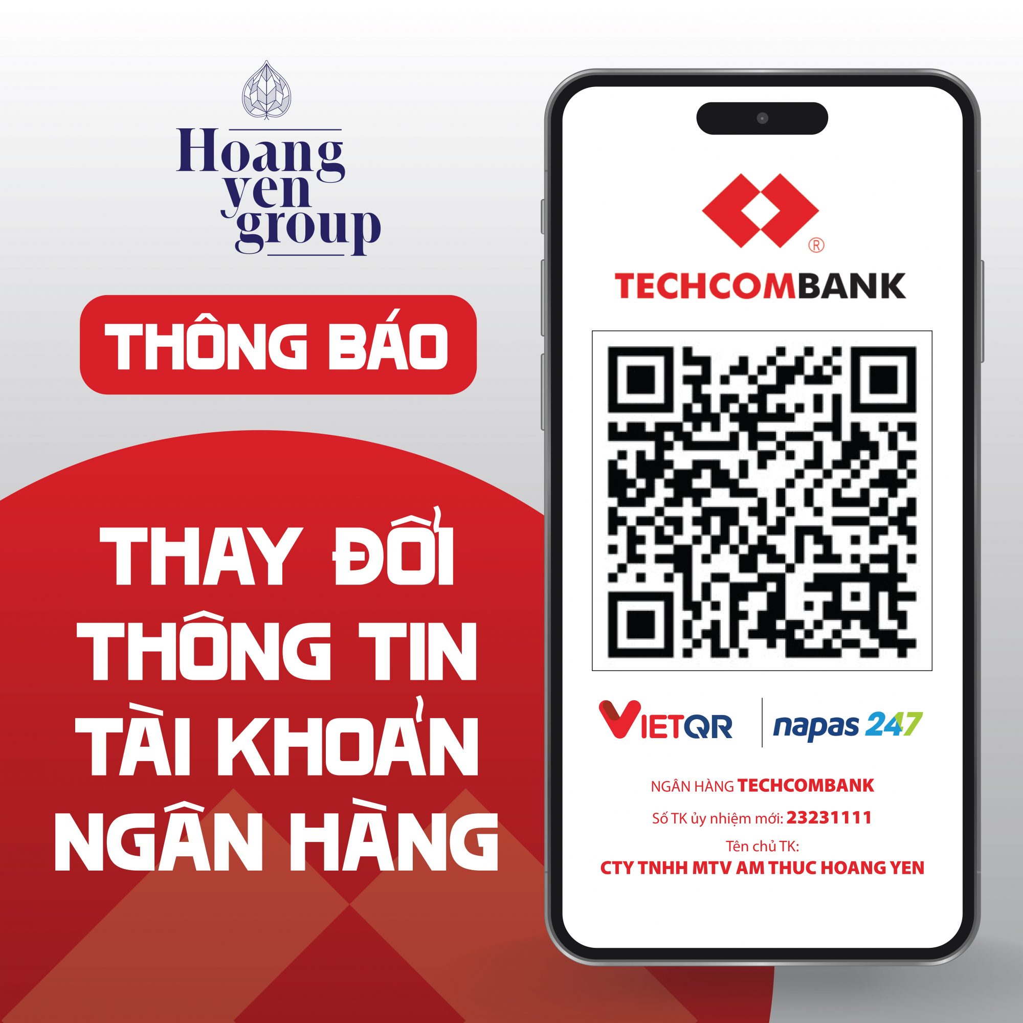 THÔNG BÁO THAY ĐỔI THÔNG TIN TÀI KHOẢN NGÂN HÀNG